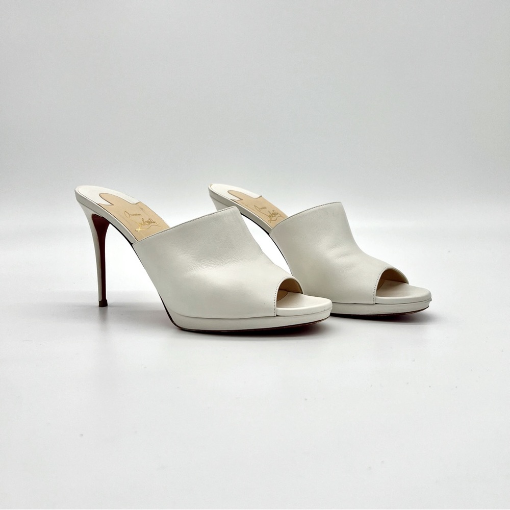 Sold! - Christian Louboutin white leather mules